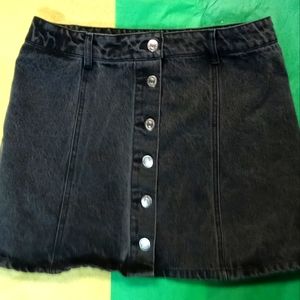 Juniors Forever 21 Black Denim Button Up Skirt